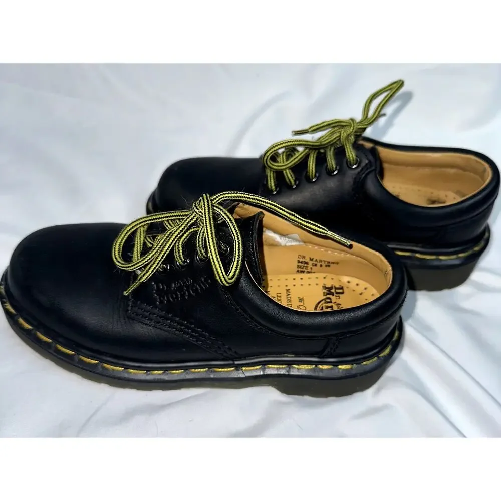 Dr. Martens The Original AirWair Kids Size 1 Black Leather Air Cushioned 9496 - Picture 4 of 7
